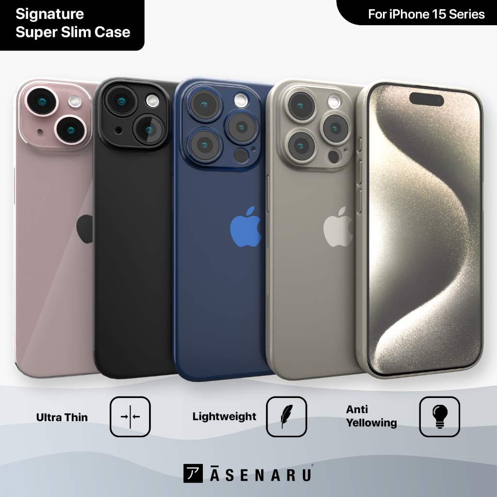 Soft Ultra Thin Casing iPhone 15 Plus/Pro/Max Asenaru Signature Super Slim 0.35mm Case Clear Cover