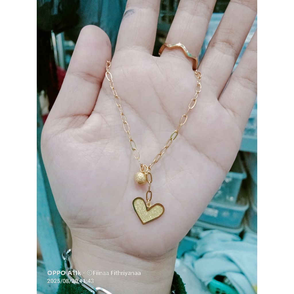 Kalung Rantai Love Titanium/Kalung Boba Titanium/Kalung Rantai Paperclip Titanium Terbaru/Kalung Dew