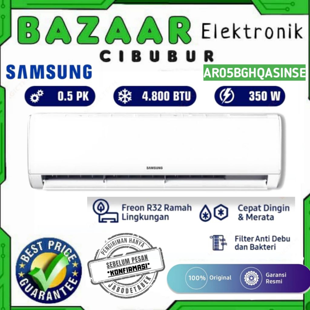 AC Samsung 0.5 PK - 1/2 PK - AR05BGHQASINSE – Dingin Cepat, Hemat Listrik, Fast Cooling & Good Sleep