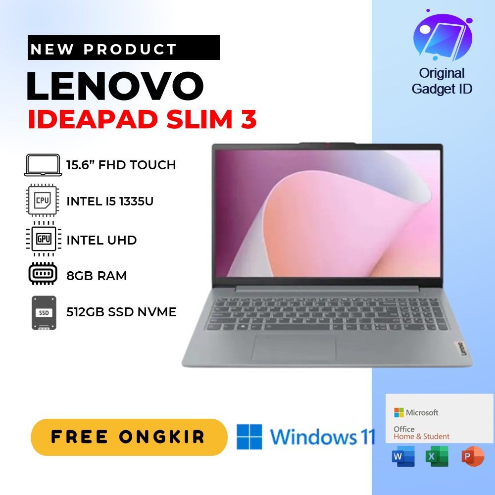 LENOVO IDEAPAD SLIM 3 15 TOUCH I5 1335 | 8GB RAM | 512GB SSD | WIN11 | 15.6" FHD