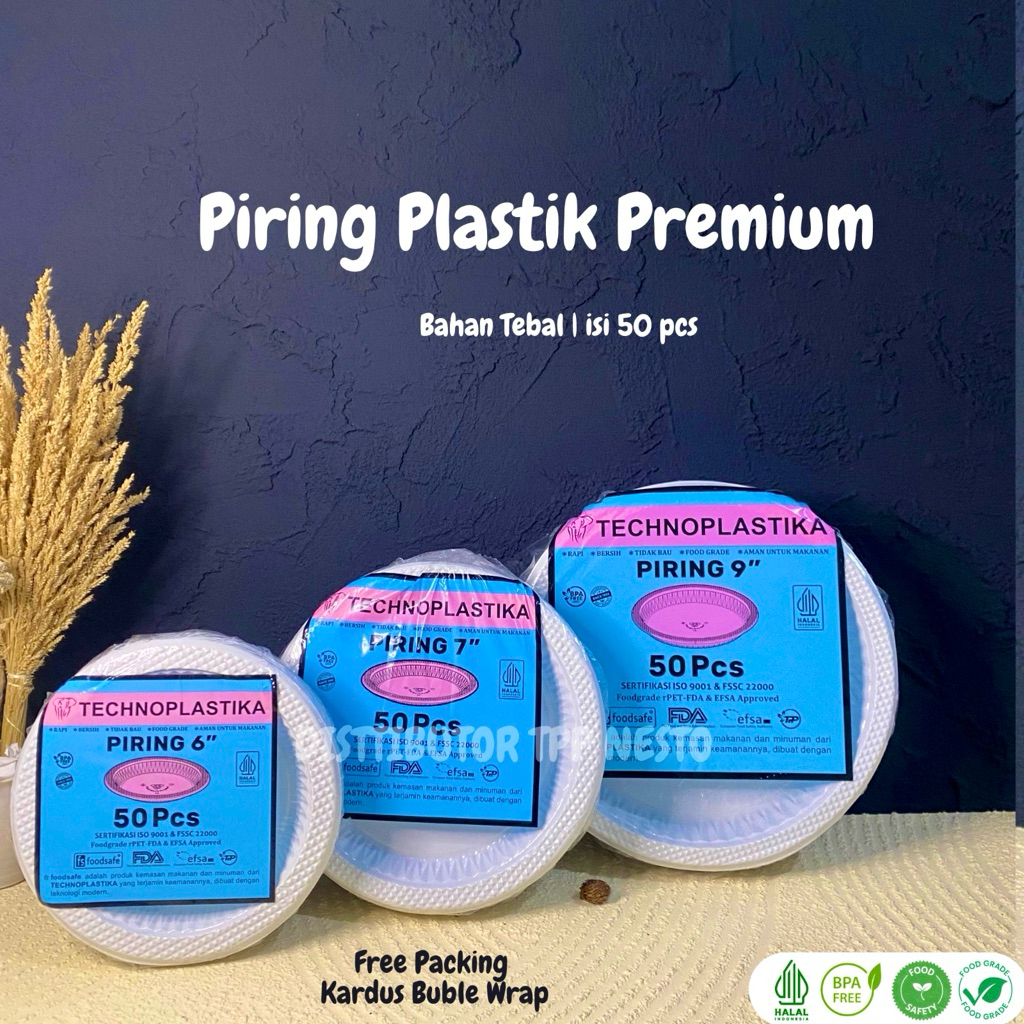 (50PCS) Piring Plastik Food Grade | Piring Makan Plastik Premium