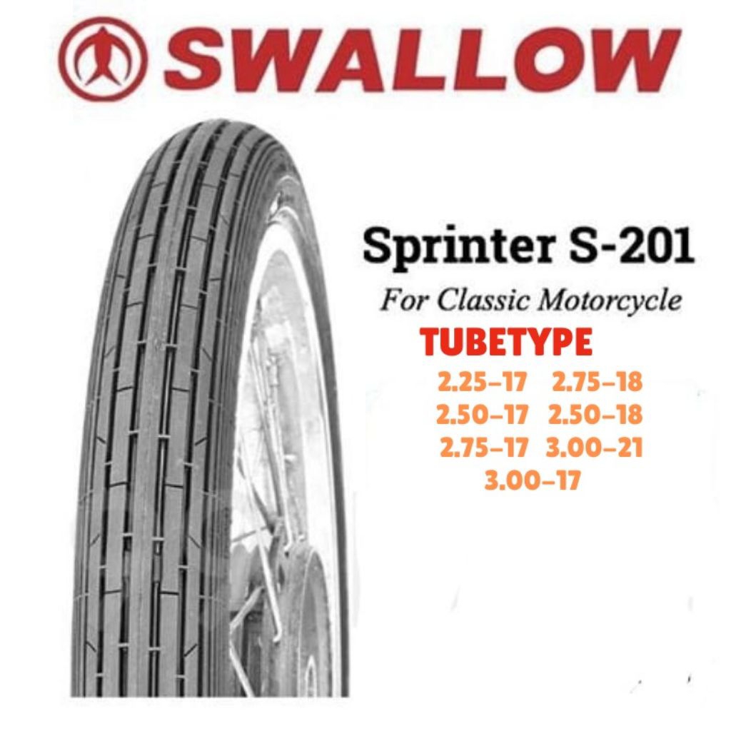 Ban Swallow Sprinter S-201 For Classic Motorcycle Tubetype 225-17 | 250-17 | 275-18 | 250-18 | 300-1
