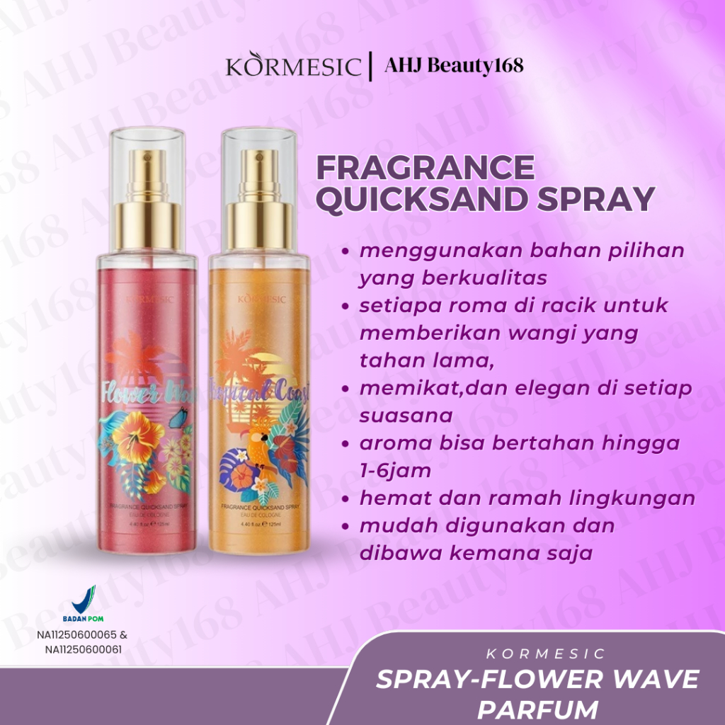 [BPOM] KORMESIC Fragrance Quicksand Spray-Tropical Coast dan Spray-Flower Wave Parfum 125ml | Minyak