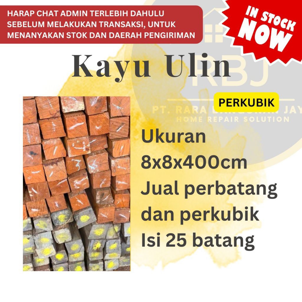 (PERKUBIK) KAYU ULIN UK 8X8 / BALOK KAYU ULIN 8X8