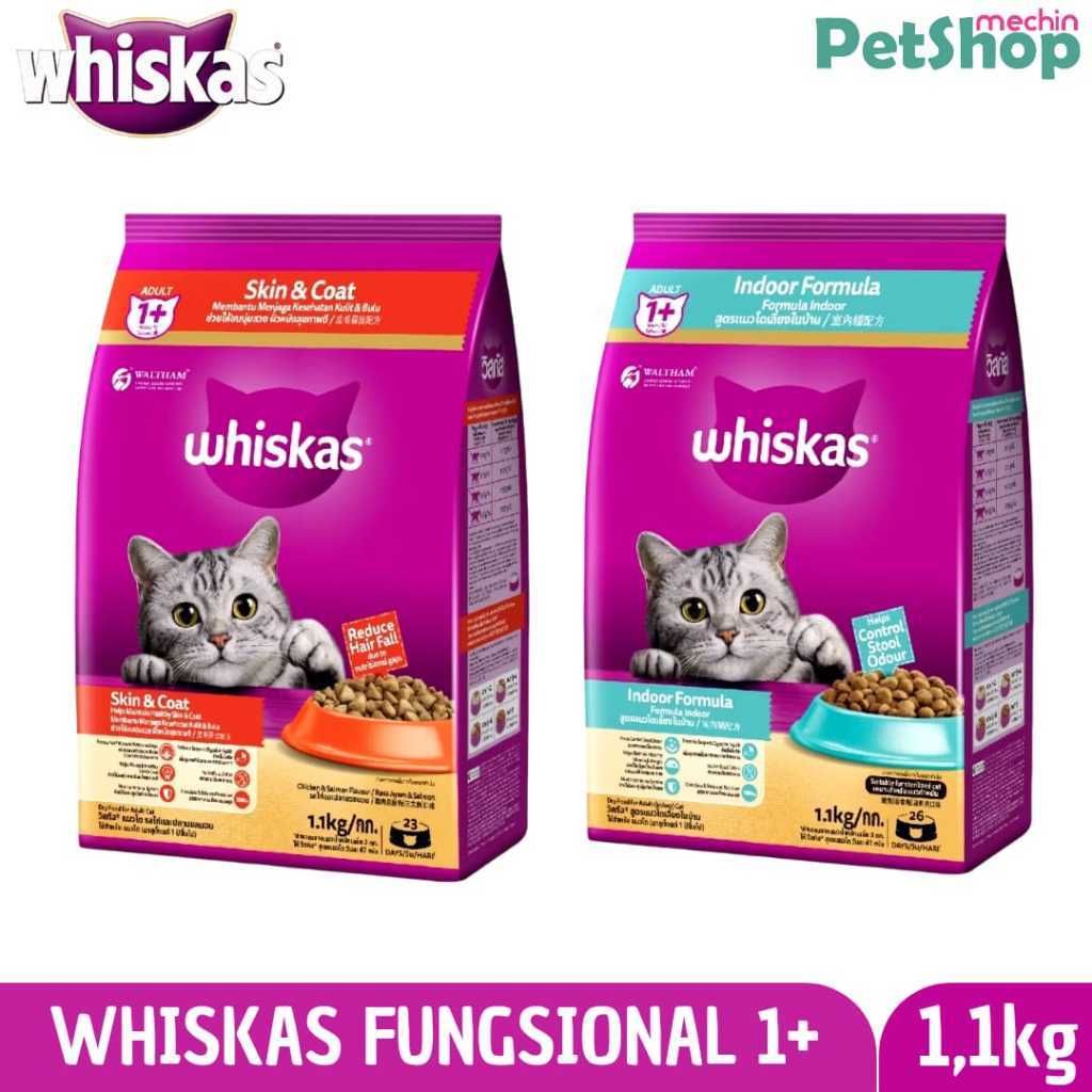 Whiskas adult indoor 1,1kg / Whiskas adult skin & coat 1,1 kg / whiskas fungsional 1,1kg