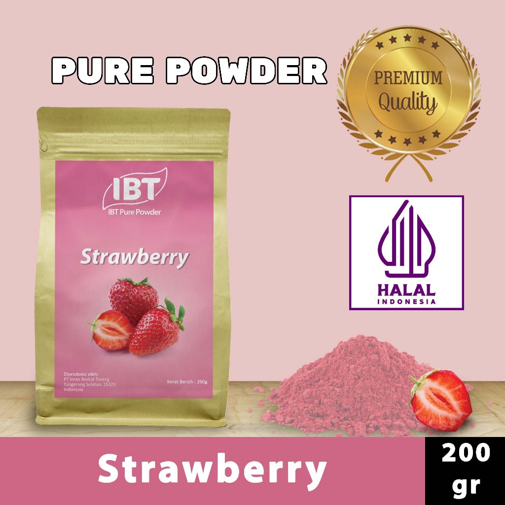 

Pure Strawberry Powder Essence Murni Bubuk Stroberi Import Makanan Kue 200 gr