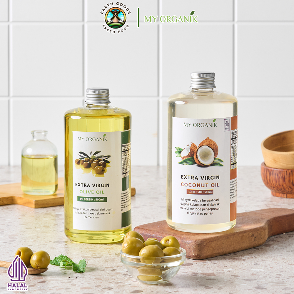 

My Organik Paket 2 in 1 Minyak Zaitun Extra Olive oil Minyak kelapa vco Virgin oil Coconut 500ml
