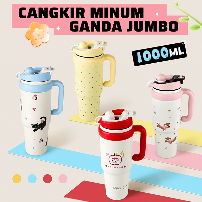 Tumbler Stainless 1000ml - Botol Minum Kapasitas 1000ml - Bisa menjaga Air tetap hangat atau dingin