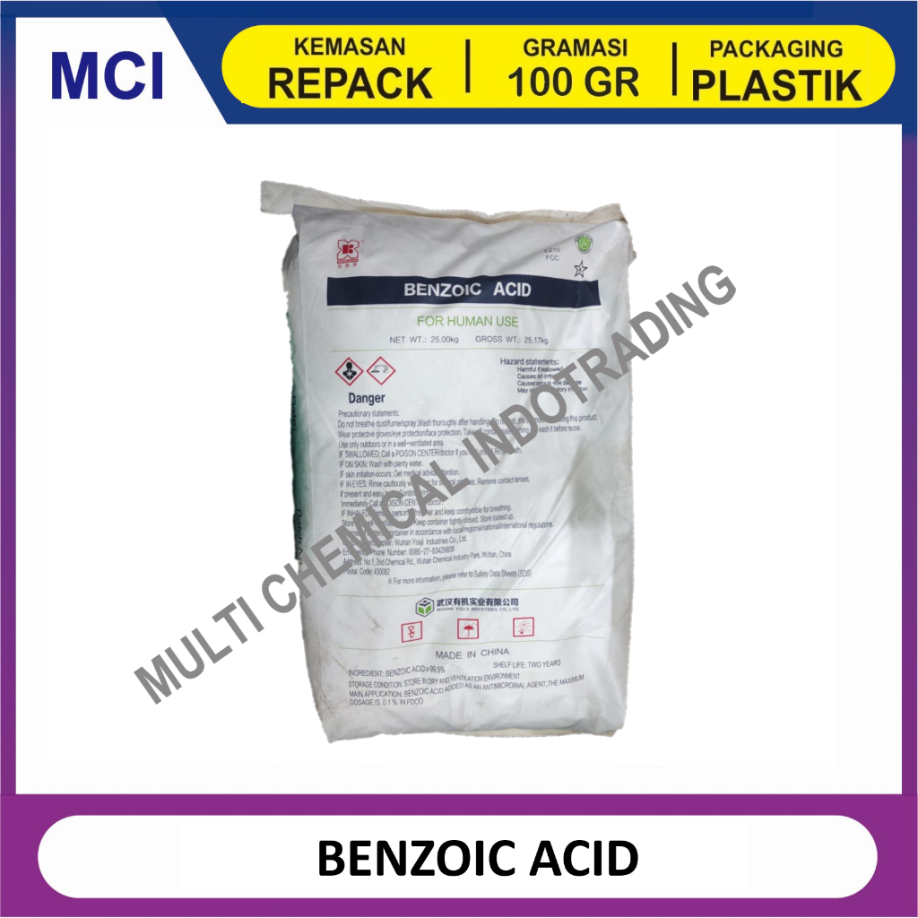 

BENZOIC ACID PENGAWET FOOD GRADE / ASAM BENZOAT - REPACK 100 GR