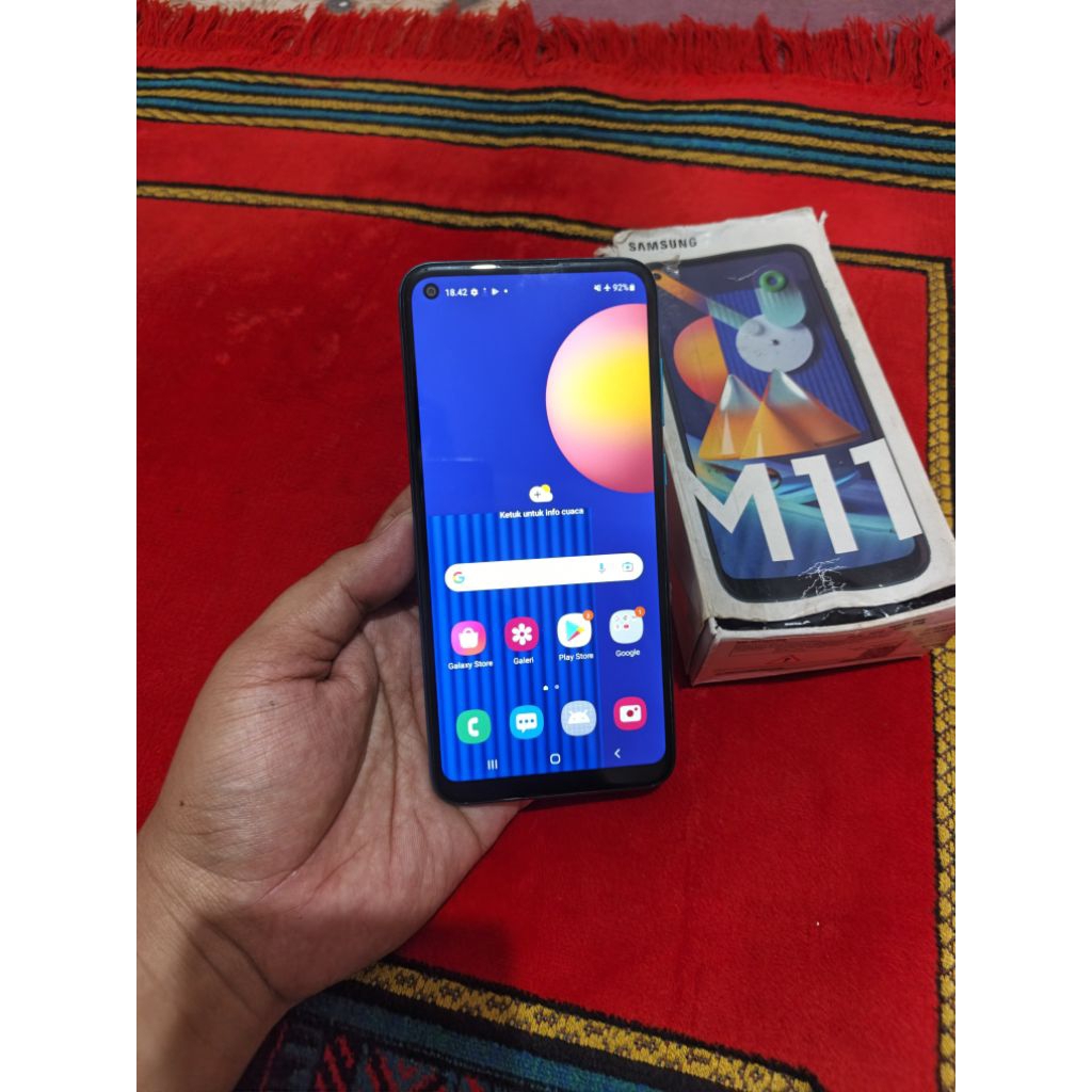 samsung m11 fulset dus garansi resmi normal ram 3gb 32gb hp bekas murah baterai awet 5000mah