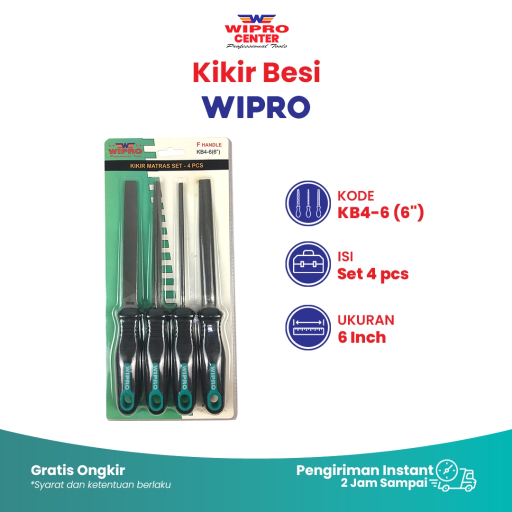 Kikir Besi Set 4Pcs Wipro KB4-6" Kikir Matras / Kikir Halus Wipro