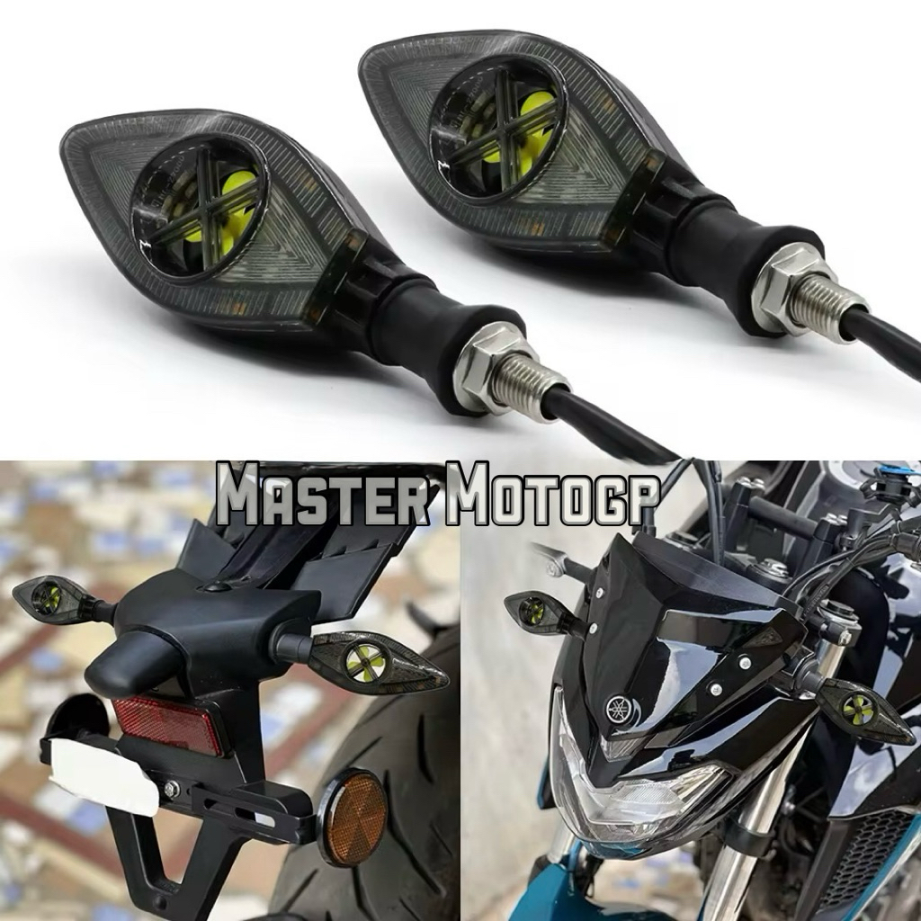 Sen Led Universal kipas baling - baling M10 lampu sinyal belok Led modifikasi sepeda motor Lampu sen