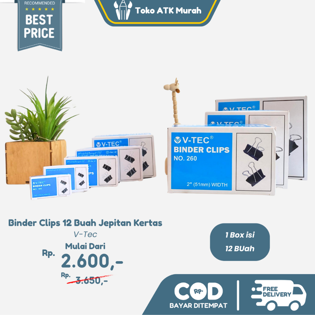 

Binder Clip Joyko - Penjepit Kertas Dokumen Klip Kertas No. 105 / 107 / 111 / 155 / 200 / 260 / 280