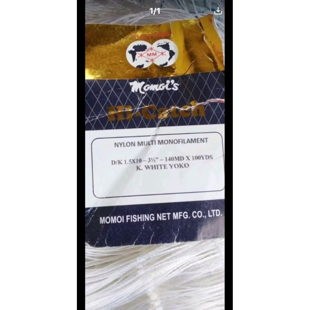 Jaring Ikan Gill net Milenium 3,5 inch 10 ply  Momoi 140/100
