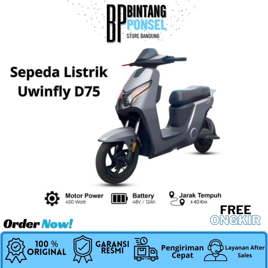 Sepeda listrik Uwinfly D75 Jok 1 rasa motor listrik bergaransi resmi uwinfly Indonesia