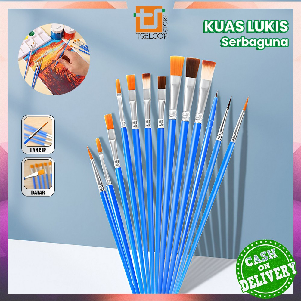 

EC OFM-A98 Kuas Lukis Cat Air Paint Brush Nilon Ujung Pointed dan Flat / Kuas Kecil Lancip Datar Art Brush Cat Minyak Akrilik
