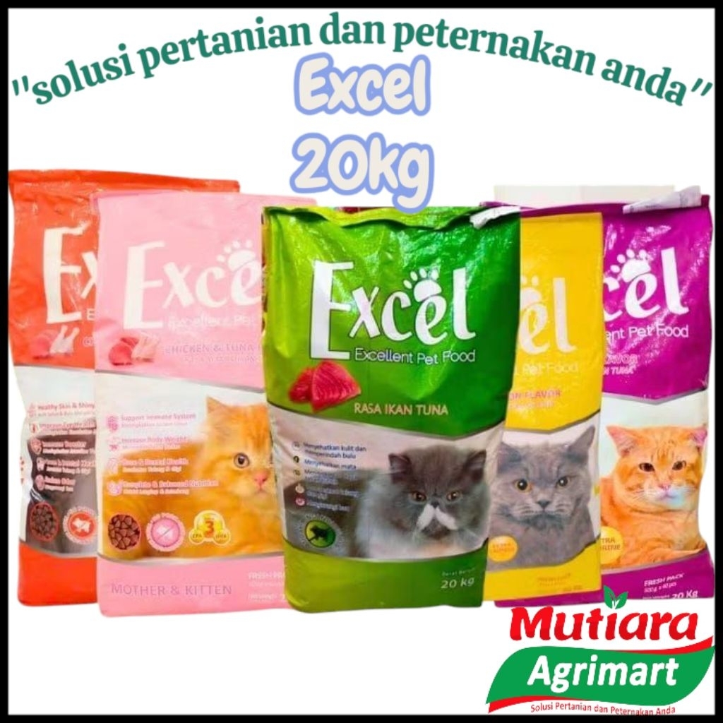 EXCEL CAT FOOD 1 ZAK @20KG // MAKAN KUCING DEWASA // MAKANAN KUCING KECIL // DRY CAT FOOD ADULT DAN 