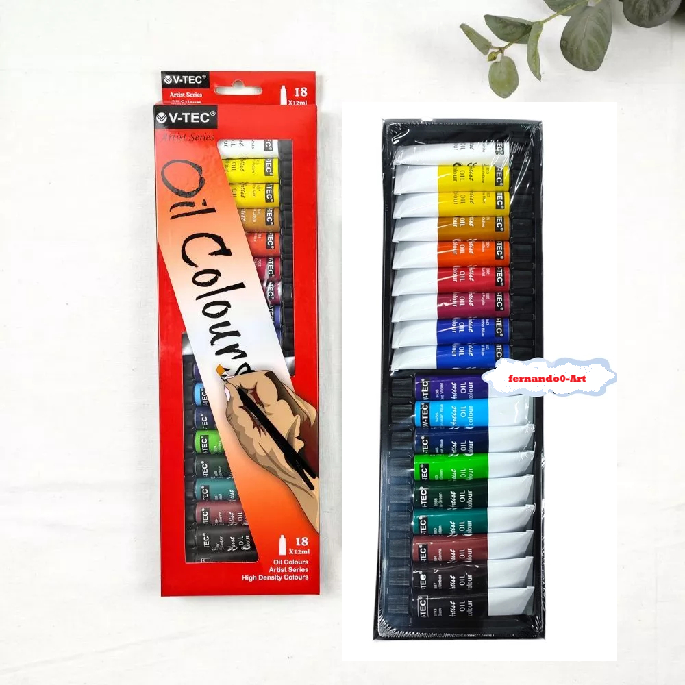 

BN - V-Tec Oil Colour 18PcsX12ml VT-1388/O / Cat Minyak V-Tec 18w x 12ml