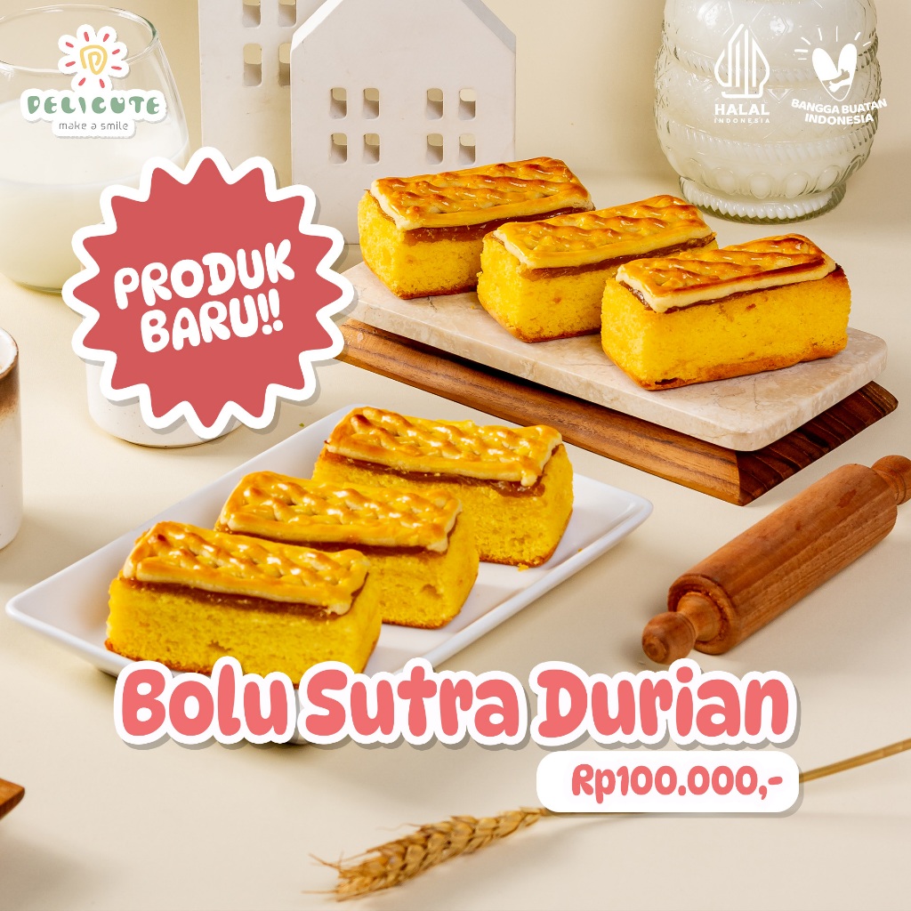 

BOLU SUTRA DURIAN - BOLU DENGAN TOPING SELAI DURIAN SEGAR DAN AKSEN KAIN SUTRA