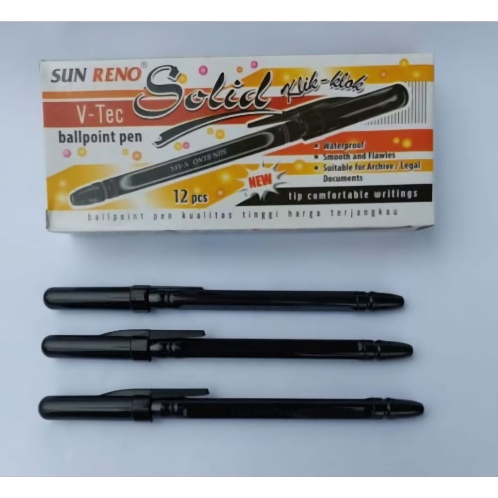 

Ballpoint Pen SUNRENO SOLID V-TEC 1 dus (12pcs) made in Indonesia