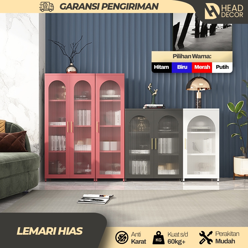 Lemari Hias Kaca Ruang Tamu Lemari Display Pajangan Tas Lemari Bufet Besi Minimalis