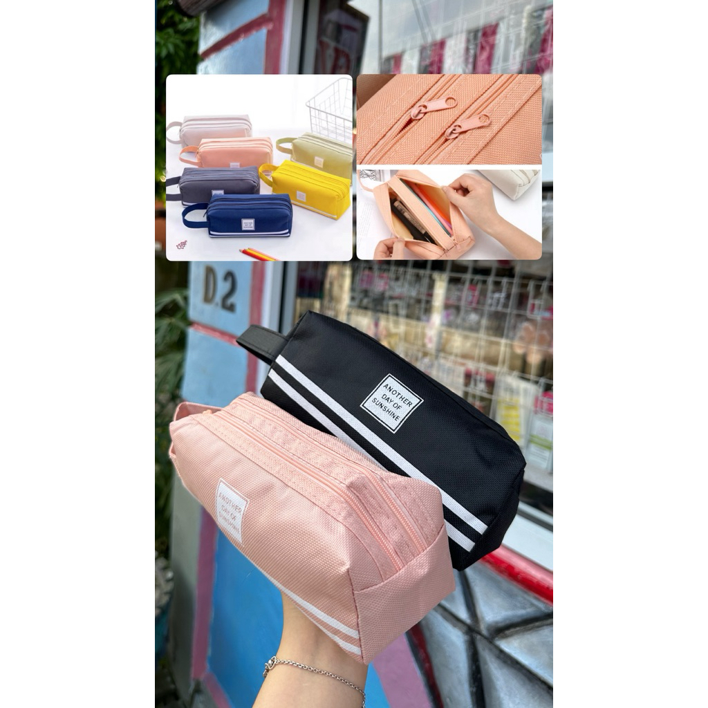 

Kotak Pensil Dan Stationery Dual Zipper / Tempat Alat Tulis Perlengkapan Sekolah 2 Sisi / Kotak Pensil 2 Pouch
