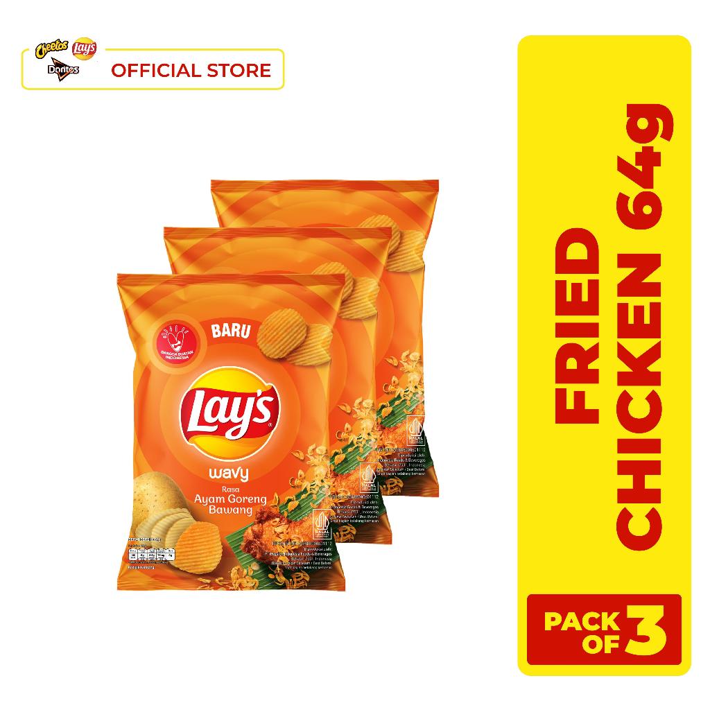 

Lay's Wavy Fried Chicken Potato Chips 64gr - Pack of 3