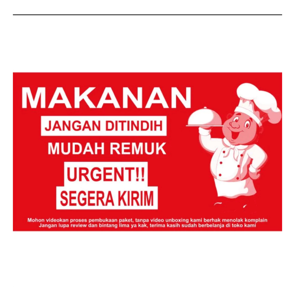 

STIKER MAKANAN 2 UK 7.5 X 12.5 CM FOOD DELIVERY FRAGILE URGENT FW