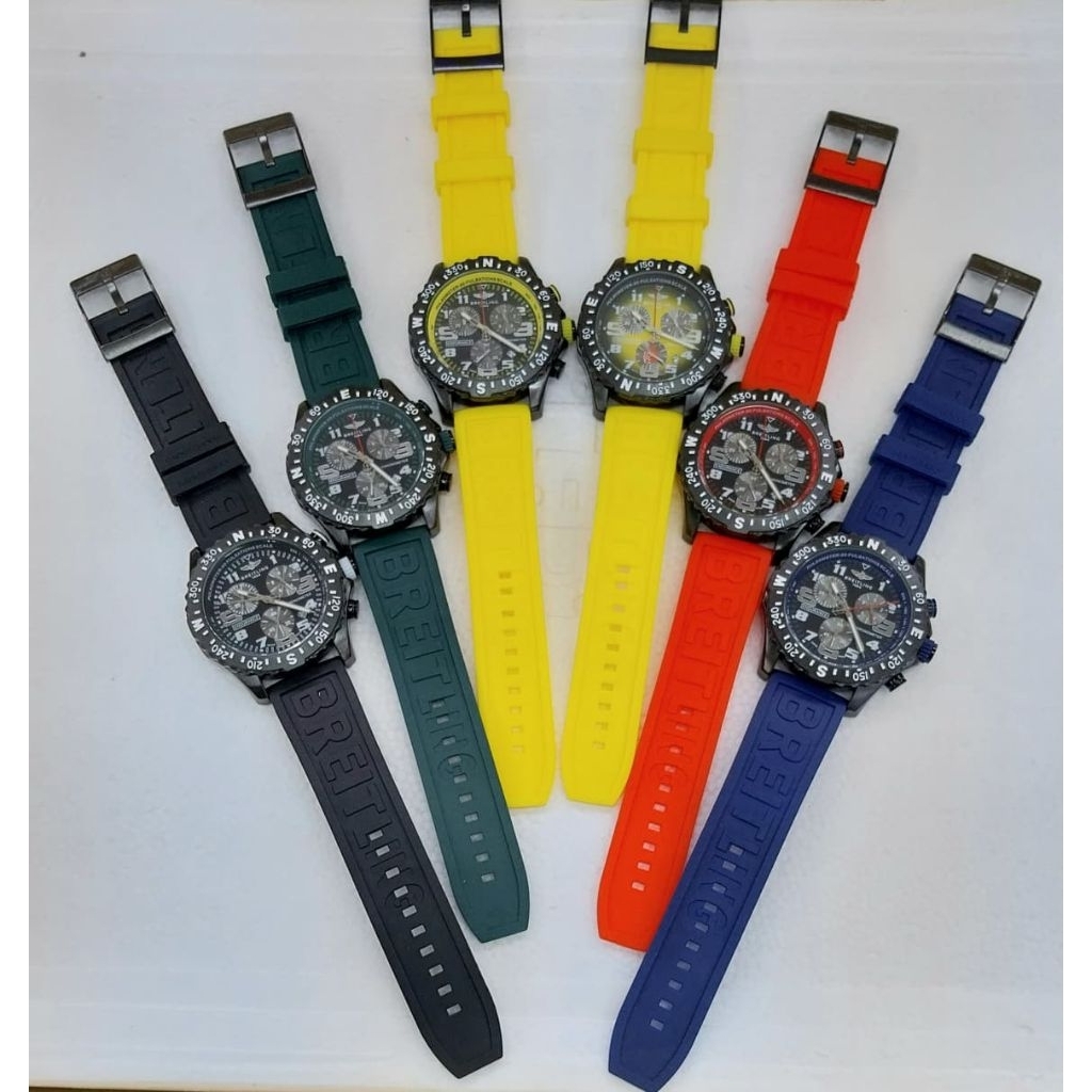Jam Tangan Pria BReAtling Terbaru Strap Rubber Cronograph Original Elegan dan Mewah