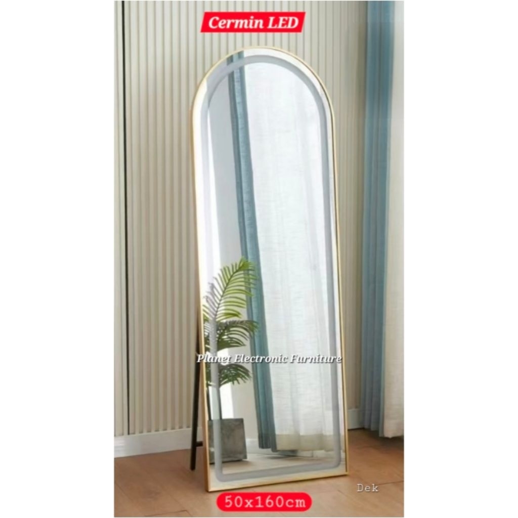 (Hanya khusus kota Medan) Kaca Cermin lampu LED 50cm Cermin Rias Cermin Etalase Cermin pajangan