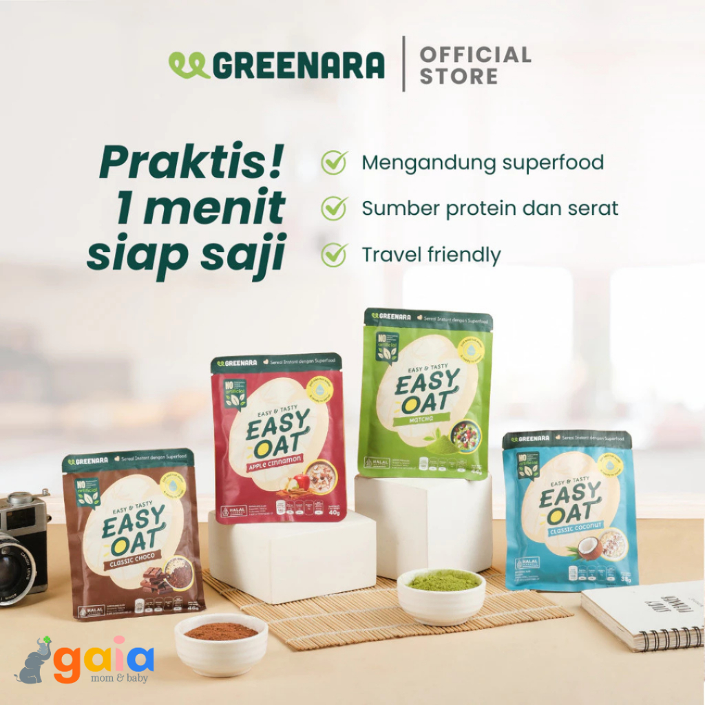 

Greenara Easy Oat | Instant Breakfast | Sarapan Sereal Sehat Kaya Nutrisi All Variant