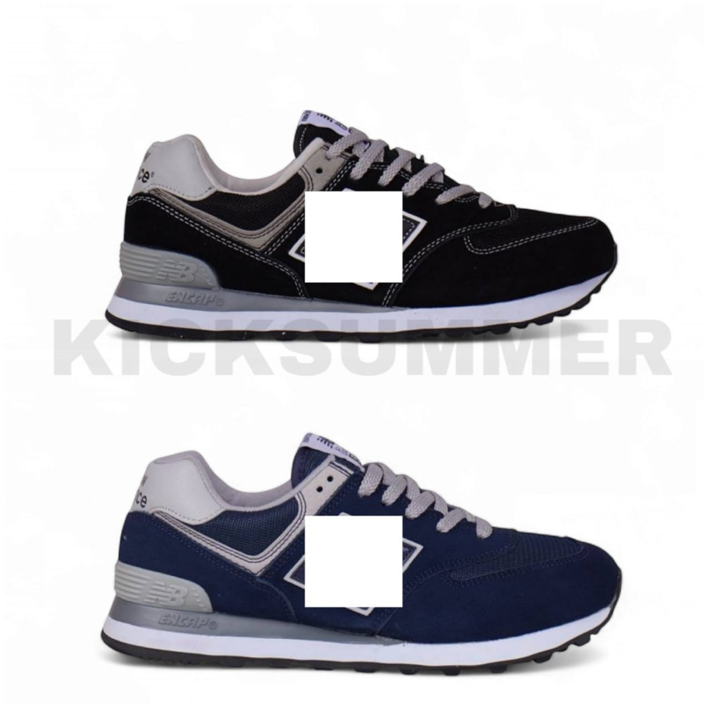 (KICKSUMMER) Sepatu 574 Black Grey Navy
