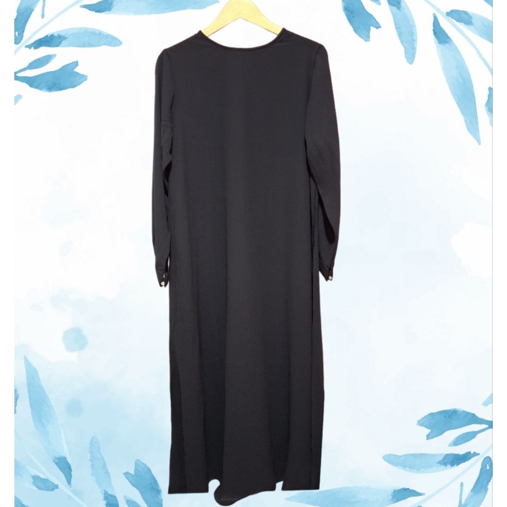 gamis 2 layer bahan Ceruti Muslim Wanita Ceruty Hitam Panjang Dress