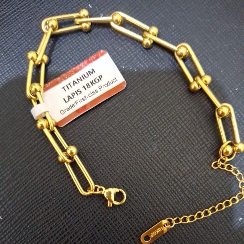 Gelang Titanium Premium Lapis 18KGP-Gold