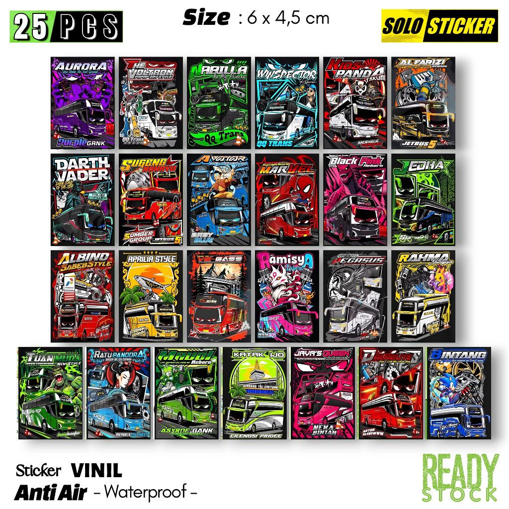 

25 pcs Stiker Bus SUDAH DIPOTONG Waterprof Anti Air