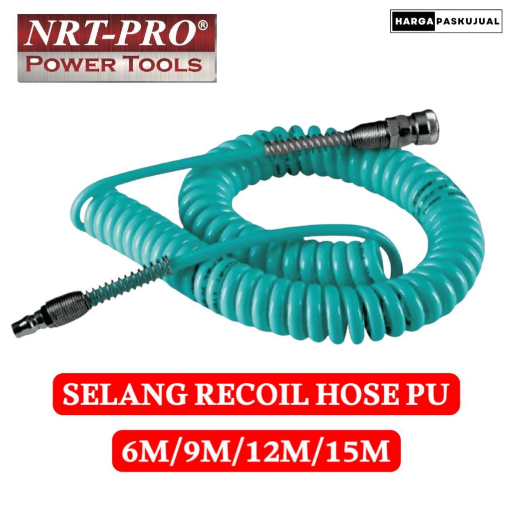 Selang Recoil Hose PU NRT-PRO Selang Kompresor Angin Spiral Tahan Tekanan Tinggi Lentur Hemat Tempat