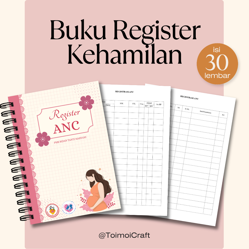 

Buku Register Praktek Bidan Mandiri - Buku Jilid Spiral A4 - Custom Nama, Alamat, & Logo Praktek