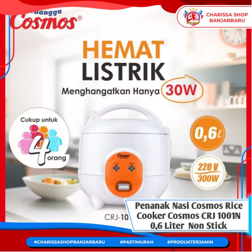 Penanak Nasi Cosmos Rice Cooker Cosmos CRJ 1001N 0,6 Liter  Non Stick
