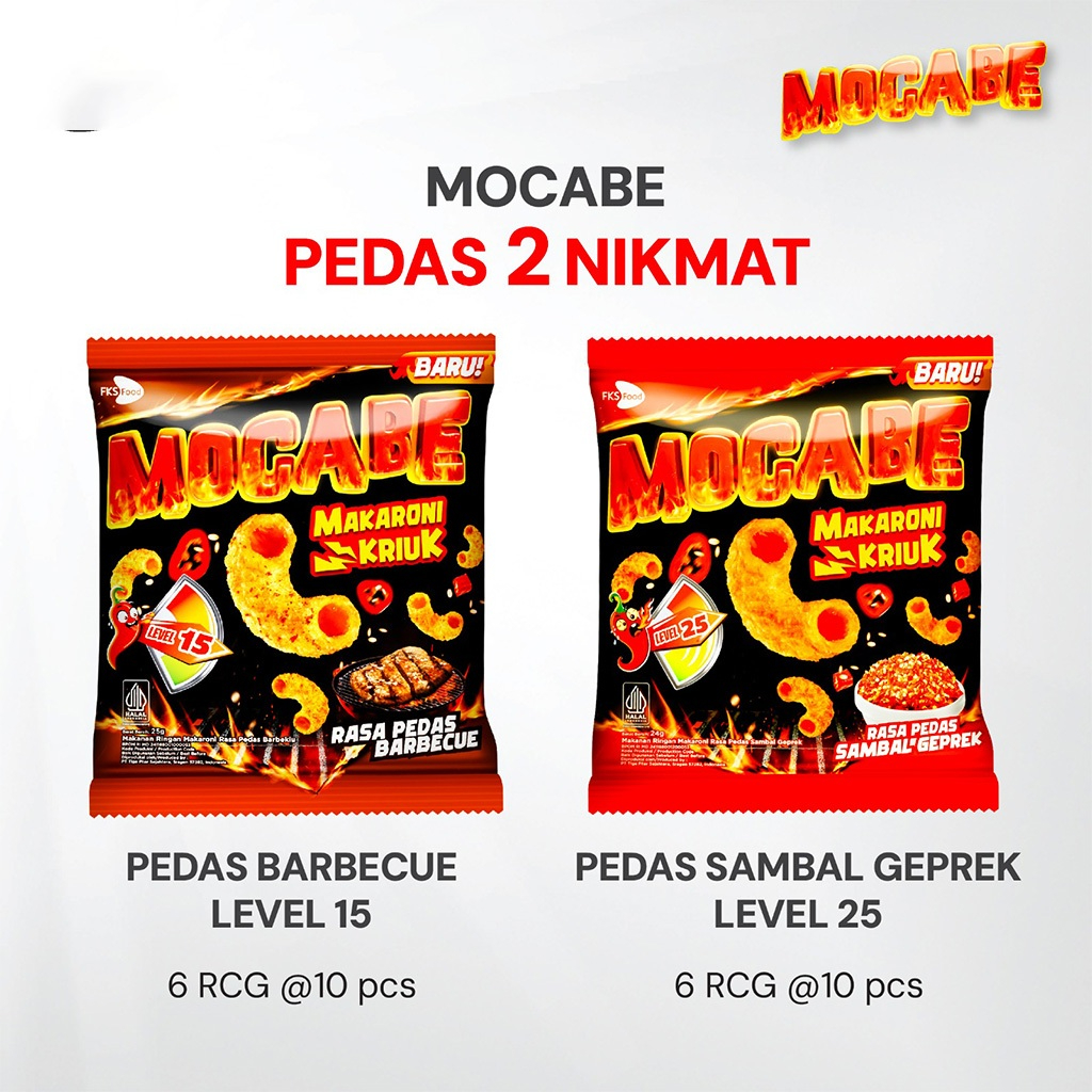 

Mocabe - Barbecue - Small Pack - 1 Karton (6 renceng) - 60 Pcs - 25gr (Free 12 Pcs)