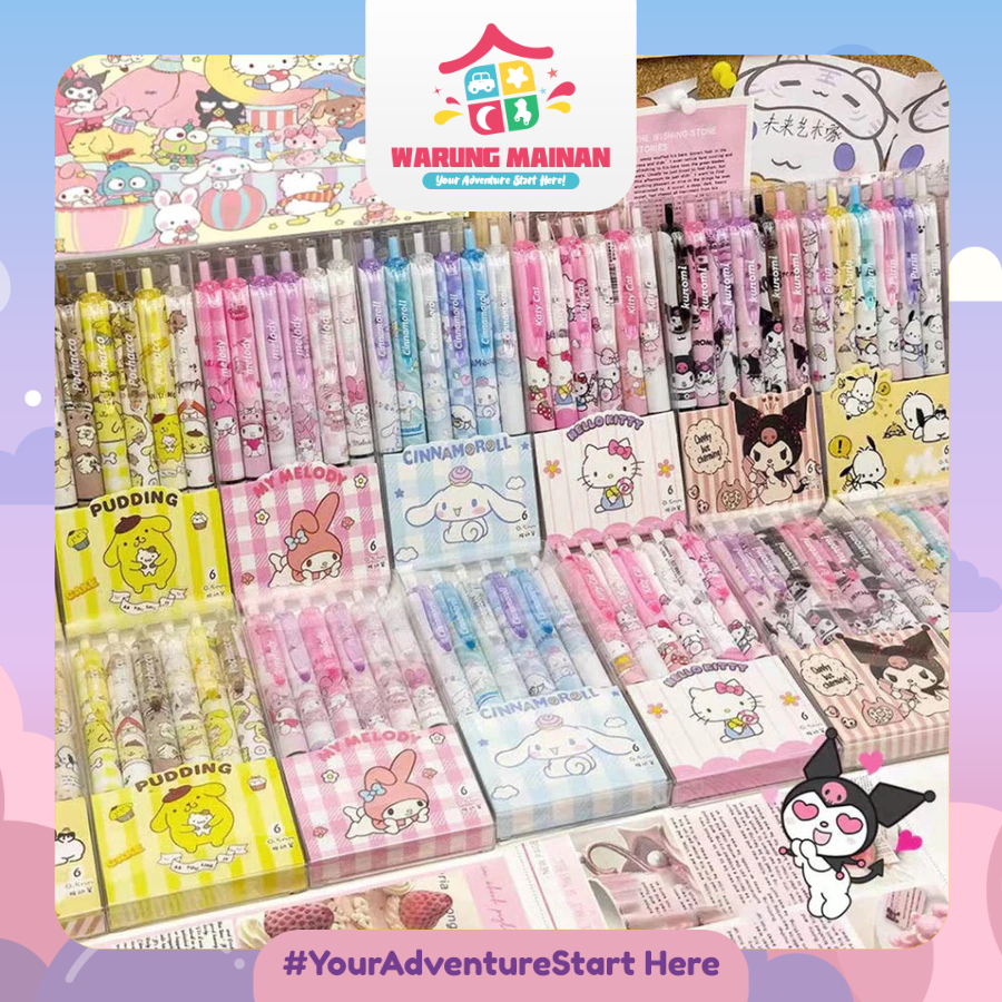 

[WARUNGMAINAN] [ATK26] PULPEN GEL MEKANIK 0,5 MM ISI 6 PCS MOTIF KUROMI, MELODY CINNAMON