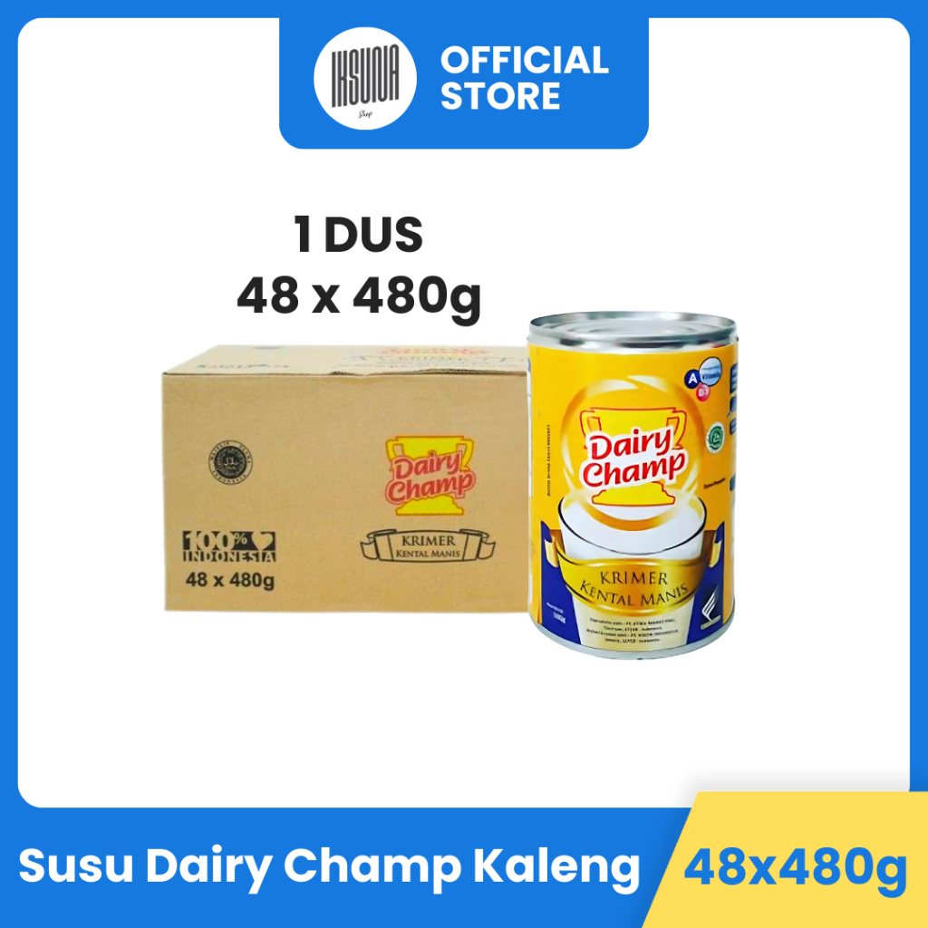 

1 Dus Dairy Champ Kaleng 480gr isi (48pcs) Susu Krimer Kental Manis SKM