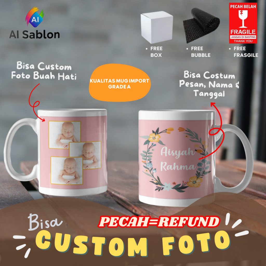 Mug Custom Foto Anak & Bayi – Desain Ceria Dream Big | Hadiah Spesial & Souvenir Unik