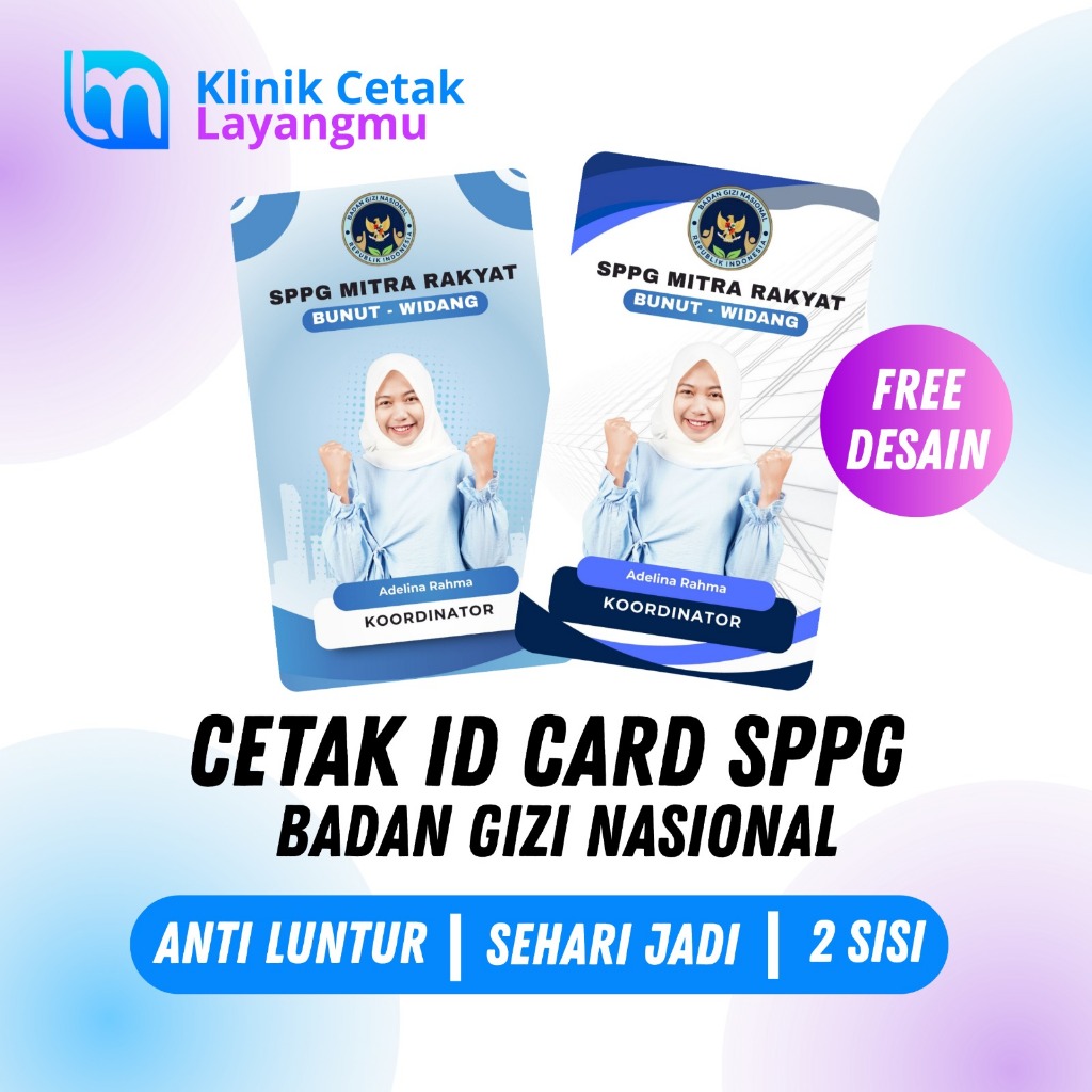 

Cetak kartu sppg badan gizi, kartu mbg, kartu badan gizi nasional, kartu sppg, anti luntur free desain