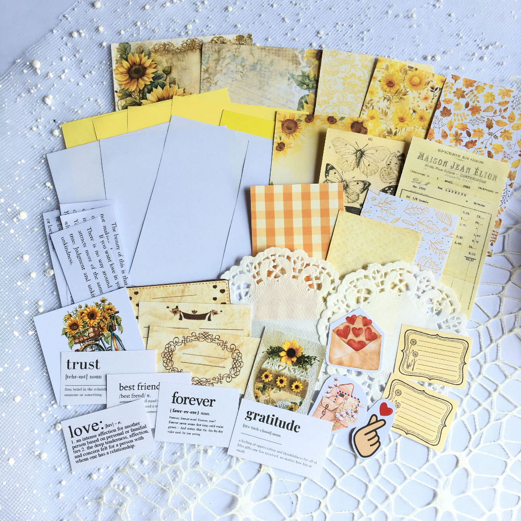 

Kit Journal Pastel Kuning Pink Aesthetic Scrapbook Deco Journaling Hiasan Catatan dengan Desain Bunga dan Tulisan Motivasi