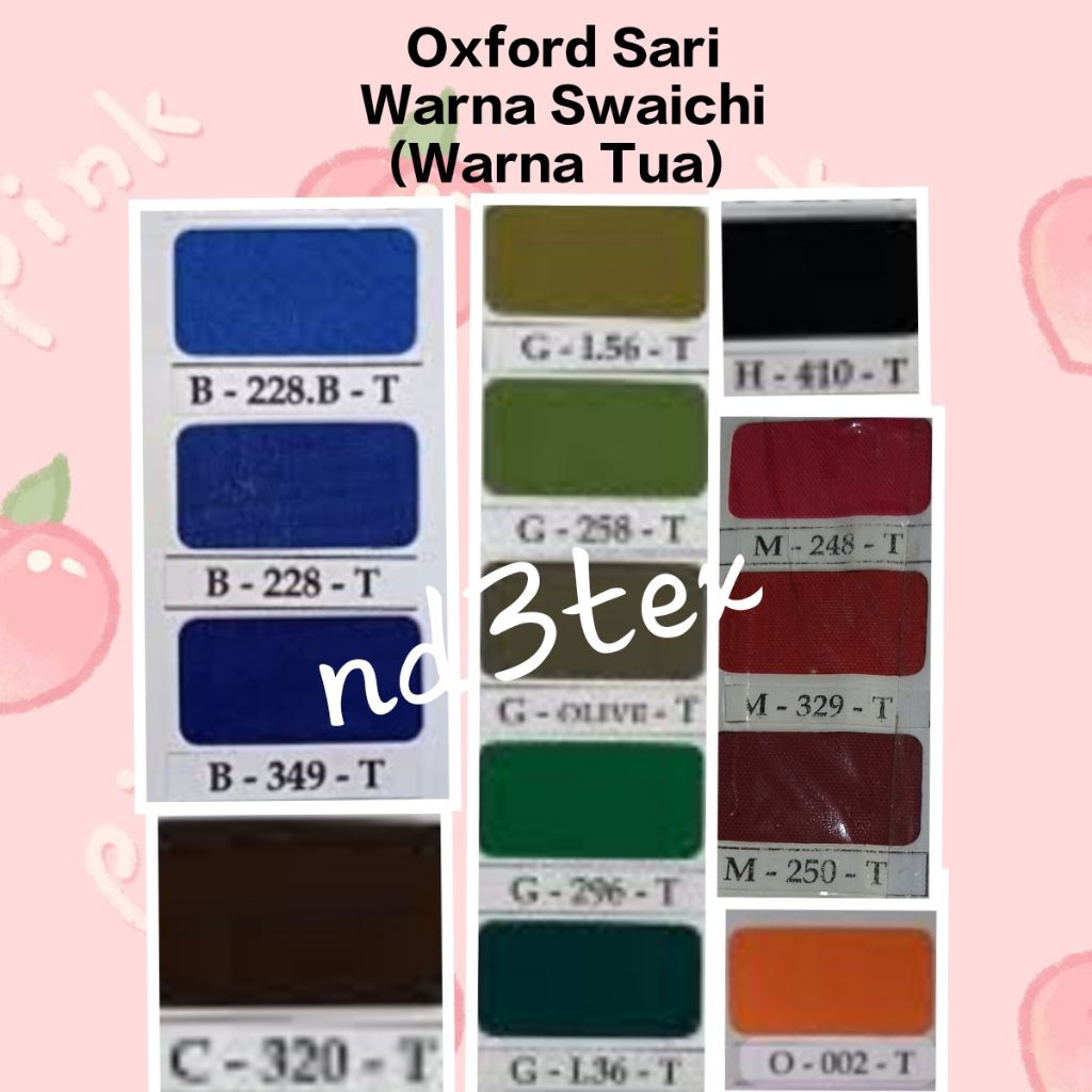 Kain Oxford Sari Warna / Warna Tua / Kain Sari warna Swaichi Lebar 115 cm