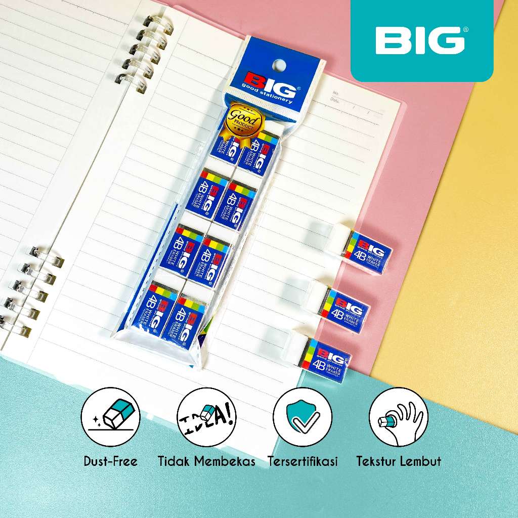 

8 Pcs BIG Penghapus / Eraser Pensil Putih Kecil Dust Free ER-9401