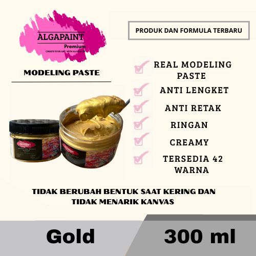 

Algapaint premium modeling paste GOLD / sculpture / impasto /teksture art / tekstur / lukisan aesthetic / cat akrilik /painting / relief /water base