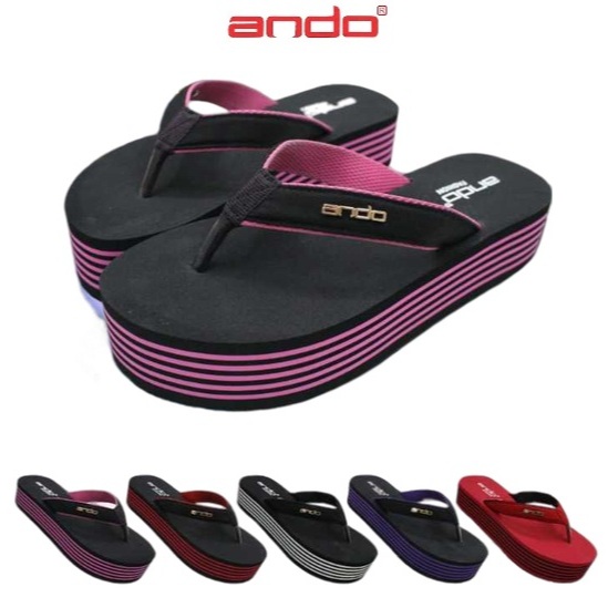Ando Fixie Sandal Wedges Rata Wanita Sendal Hak Tebal Motif Kue Lapis