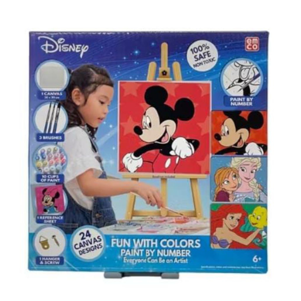 

MICKEY MOUSE POTRAIT Mainan Emco Disney Fun With Colors Paint by Number Cat Air dan Kanvas lengkap dengan kuas toys melukis art PREMIUM ORIGINAL TERMURAH READY DENPASAR ORIGINAL PASTI ORI Safe Non Toxic MIKI TIKUS