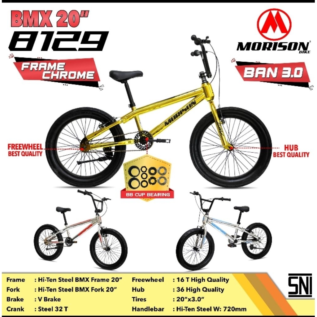 SEPEDA BMX 20 INCH MORISON 8129 FRAMe CHROME BAN 2.50